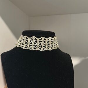 Silver thick choker necklace